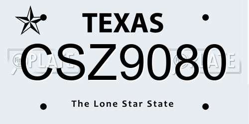 CSZ9080 Texas License Plate