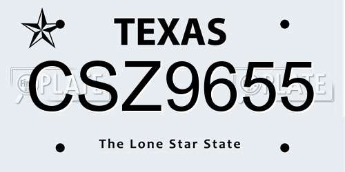 CSZ9655 Texas License Plate