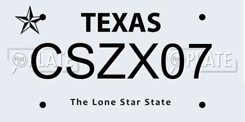 CSZX07 Texas License Plate