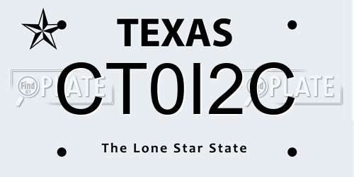 CT0I2C Texas License Plate