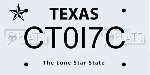 CT0I7C Texas License Plate