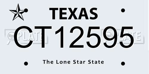 CT12595 Texas License Plate