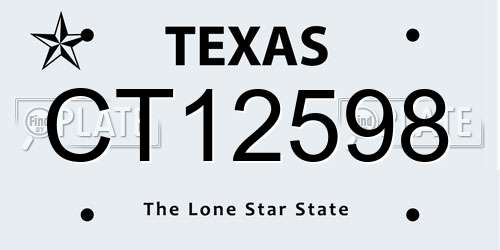 CT12598 Texas License Plate