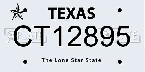CT12895 Texas License Plate