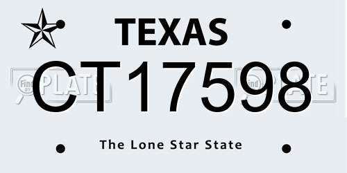 CT17598 Texas License Plate