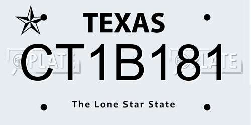 CT1B181 Texas License Plate