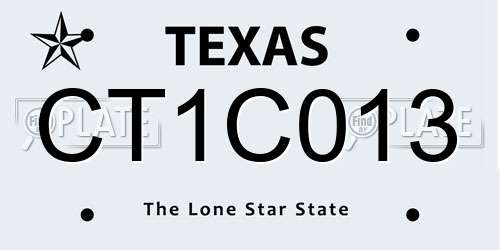 CT1C013 Texas License Plate