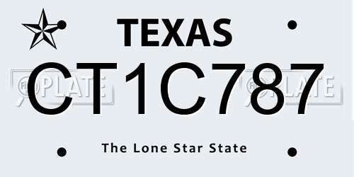 CT1C787 Texas License Plate