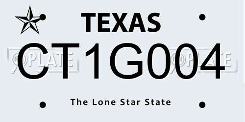 CT1G004 Texas License Plate