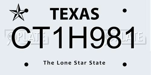 CT1H981 Texas License Plate
