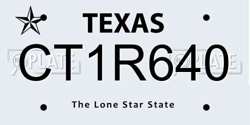 CT1R640 Texas License Plate