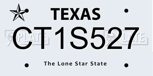 CT1S527 Texas License Plate