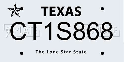 CT1S868 Texas License Plate