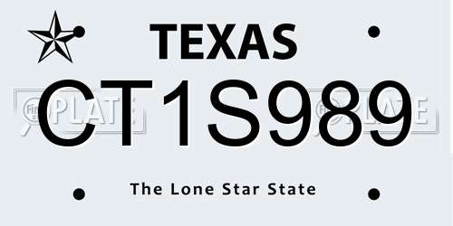 CT1S989 Texas License Plate