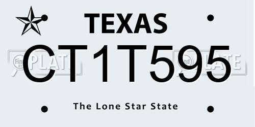 CT1T595 Texas License Plate