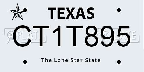CT1T895 Texas License Plate