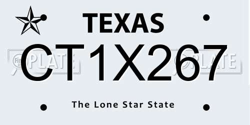 CT1X267 Texas License Plate