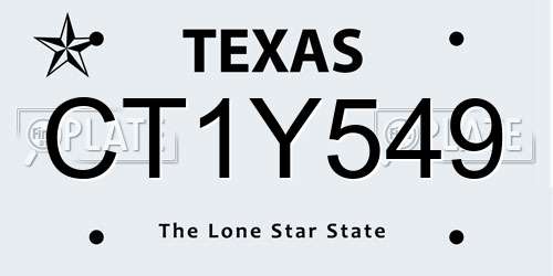 CT1Y549 Texas License Plate