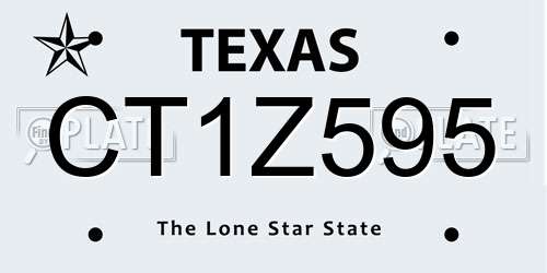 CT1Z595 Texas License Plate