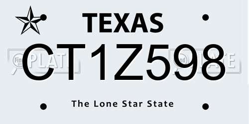 CT1Z598 Texas License Plate