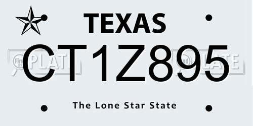 CT1Z895 Texas License Plate