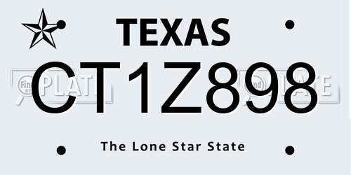 CT1Z898 Texas License Plate
