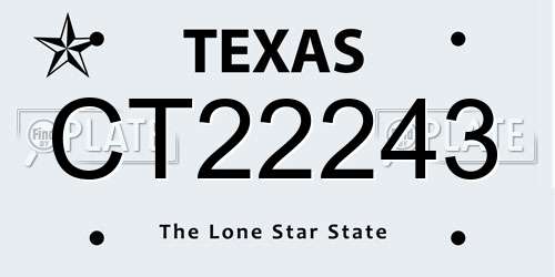 CT22243 Texas License Plate