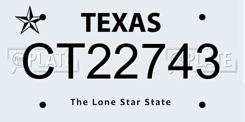 CT22743 Texas License Plate