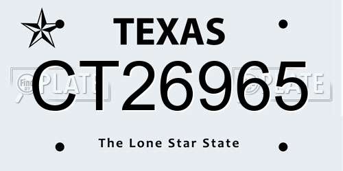 CT26965 Texas License Plate