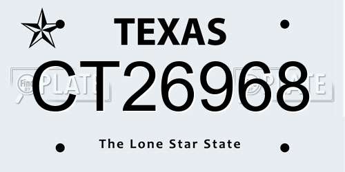 CT26968 Texas License Plate