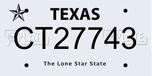 CT27743 Texas License Plate