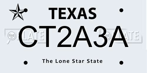 CT2A3A Texas License Plate