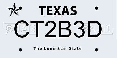 CT2B3D Texas License Plate