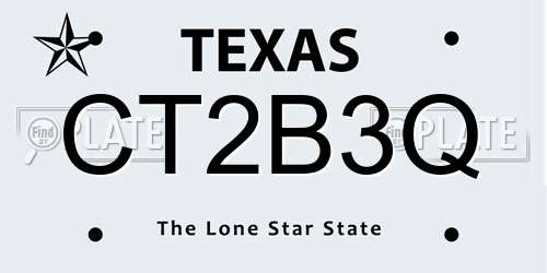 CT2B3Q Texas License Plate