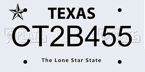 CT2B455 Texas License Plate