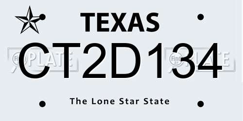 CT2D134 Texas License Plate