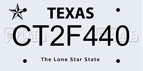 CT2F440 Texas License Plate
