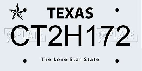 CT2H172 Texas License Plate