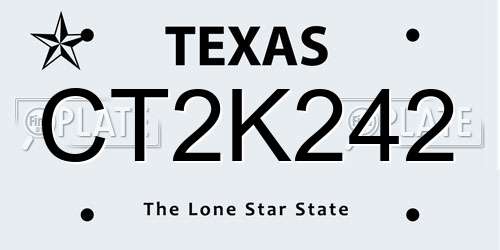 CT2K242 Texas License Plate