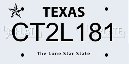 CT2L181 Texas License Plate