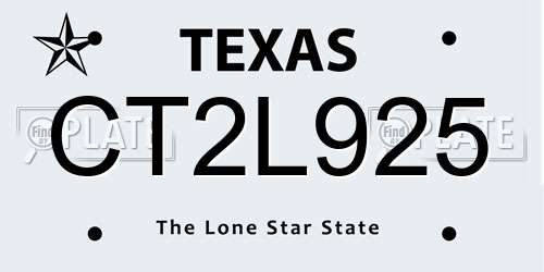 CT2L925 Texas License Plate