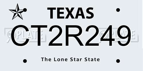 CT2R249 Texas License Plate