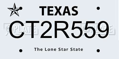 CT2R559 Texas License Plate