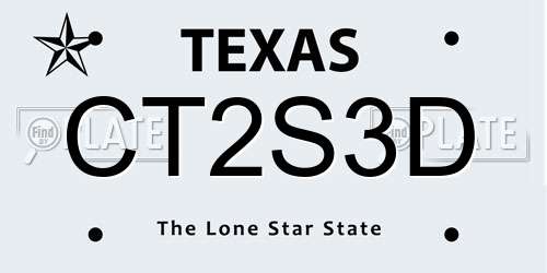 CT2S3D Texas License Plate