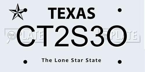 CT2S3O Texas License Plate