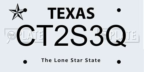 CT2S3Q Texas License Plate