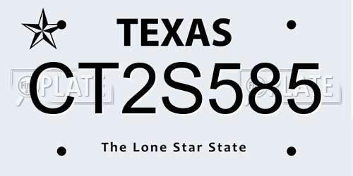 CT2S585 Texas License Plate