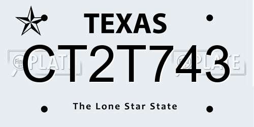 CT2T743 Texas License Plate