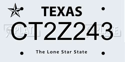 CT2Z243 Texas License Plate
