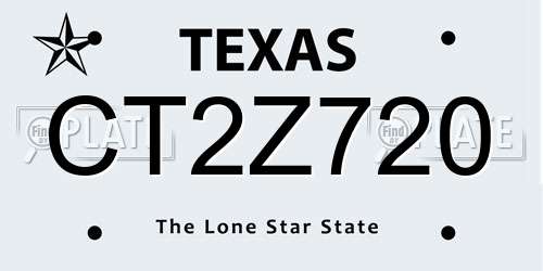 CT2Z720 Texas License Plate